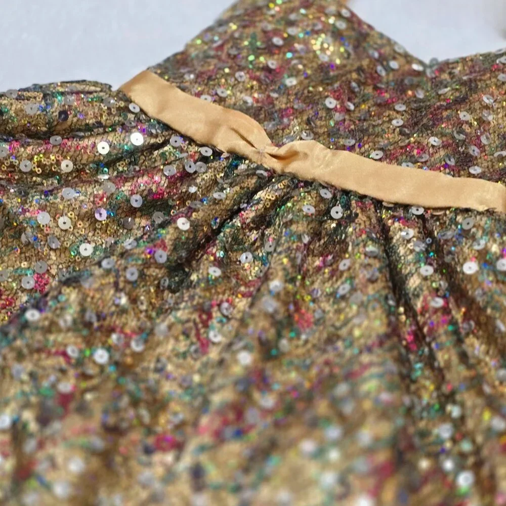 Sophia Young Limited Girls Gold Sequin Satin Mesh Layered Tutu Party Gown EUC 2T
